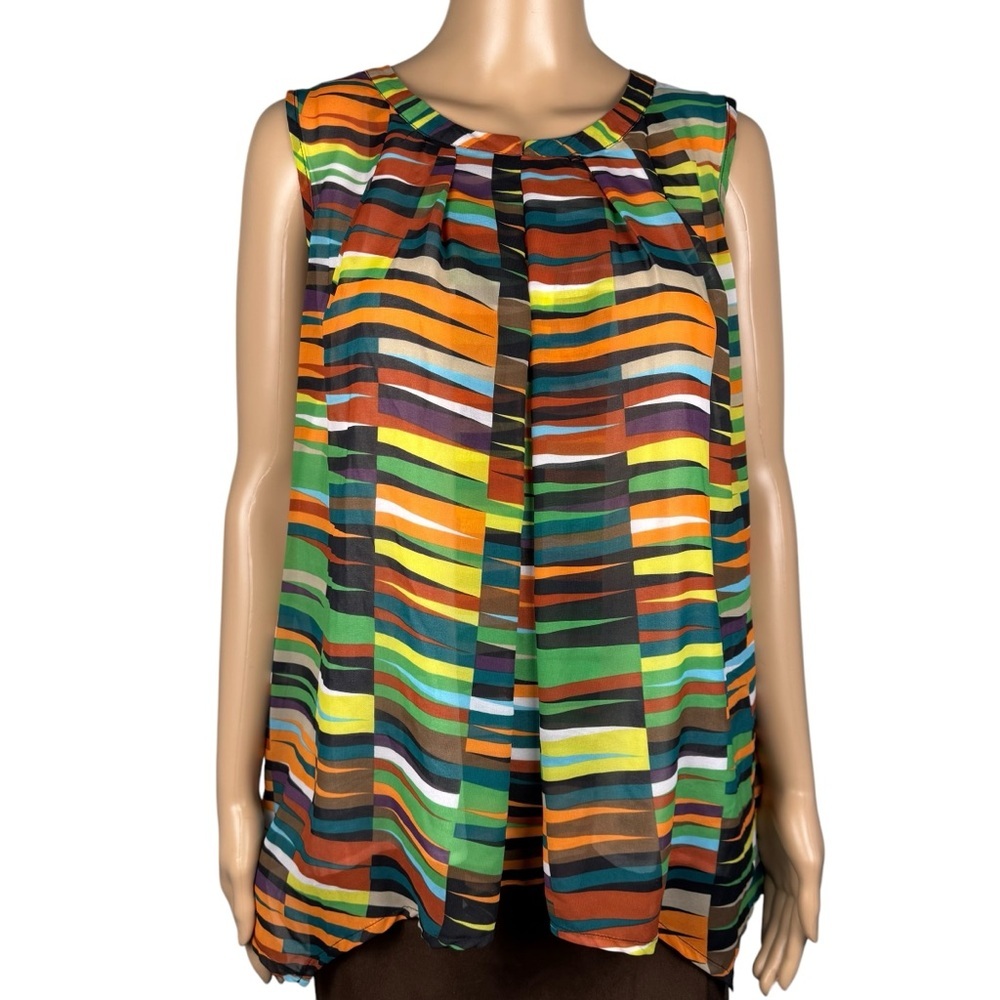 Dana Buchman Sleeveless Geometric Print Blouse Size L